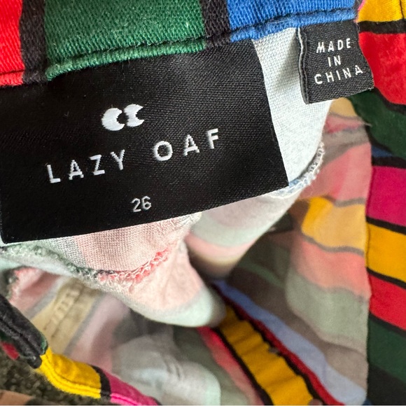 Lazy Oaf Stripy Button Skirt Rainbow Mini Button Front Colorful Stripes Multi - Picture 6 of 8